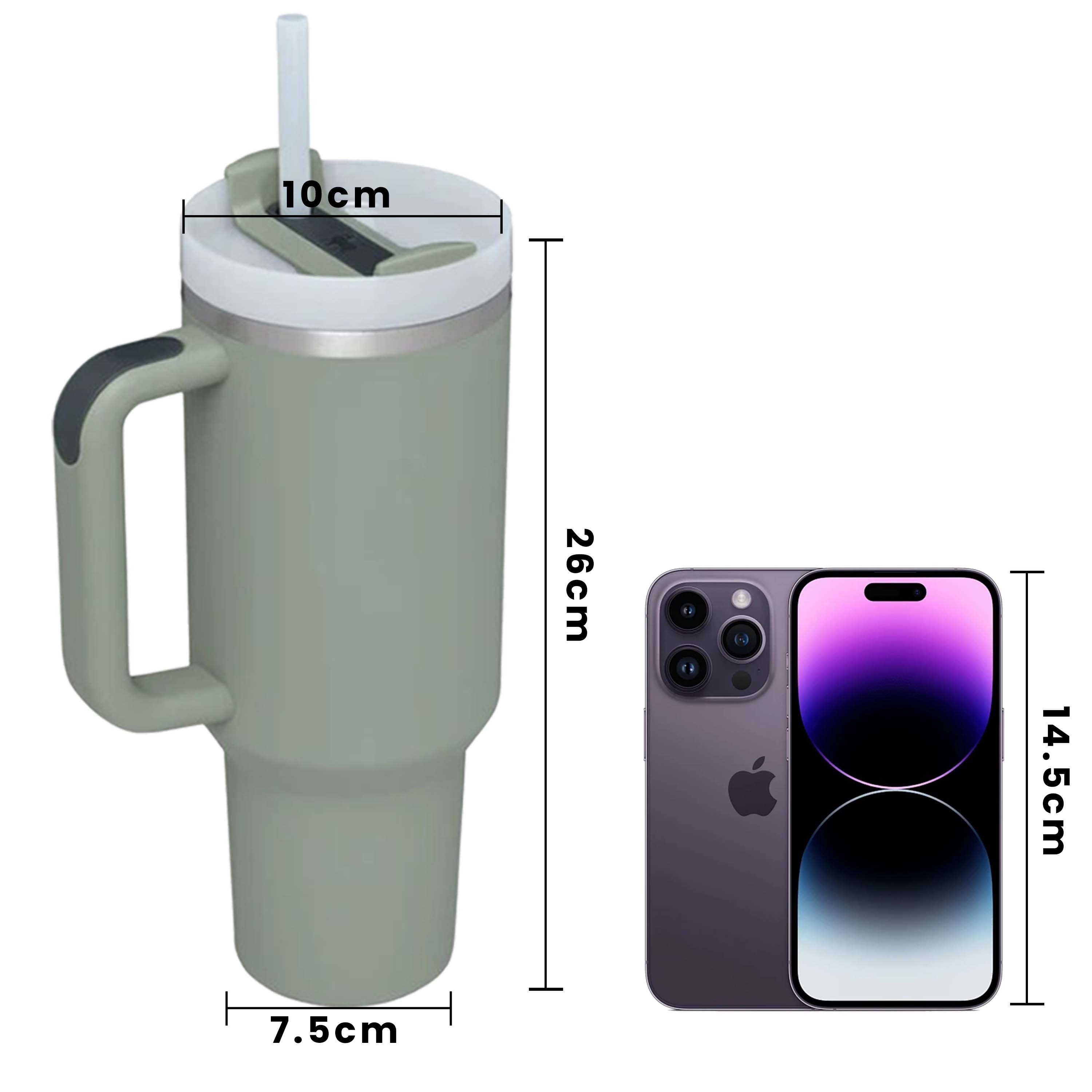 Custom H2.0 40oz 40 oz Thermal Insulated Coffee Mug Stainless Steel Quencher Tumbler with Handle Leak-Proof Lid and Straw