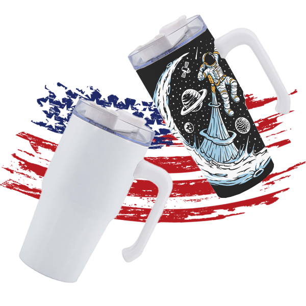 USA Warehouse Insulated Travel 20 oz Coffee Cup Stainless Steel 20oz Blank  Sublimation Kids Tumbler with Handle