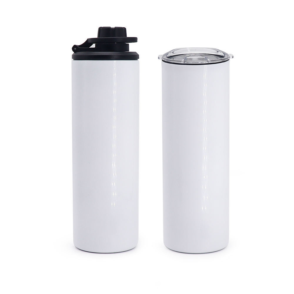 Wholesale 20oz Sports Skinny Straight Spill Proof Stainless Steel Sublimation Water Bottle Tumbler with Straw and 2 Lids