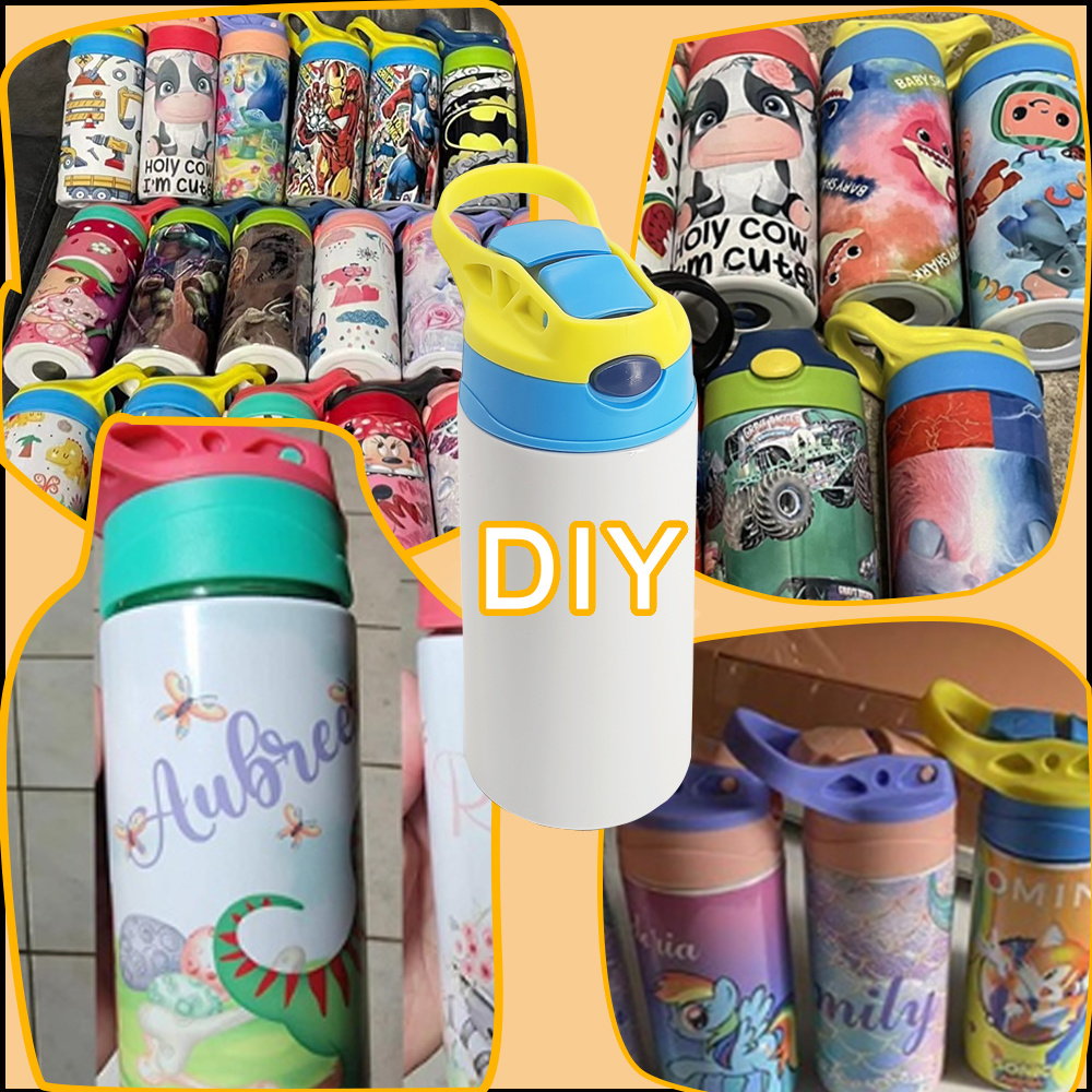 Amazon Hot Sale Children Straight Stainless Steel Insulated Water Bottle Sippy Cup 12oz 20oz Kids Sublimation Tumbler