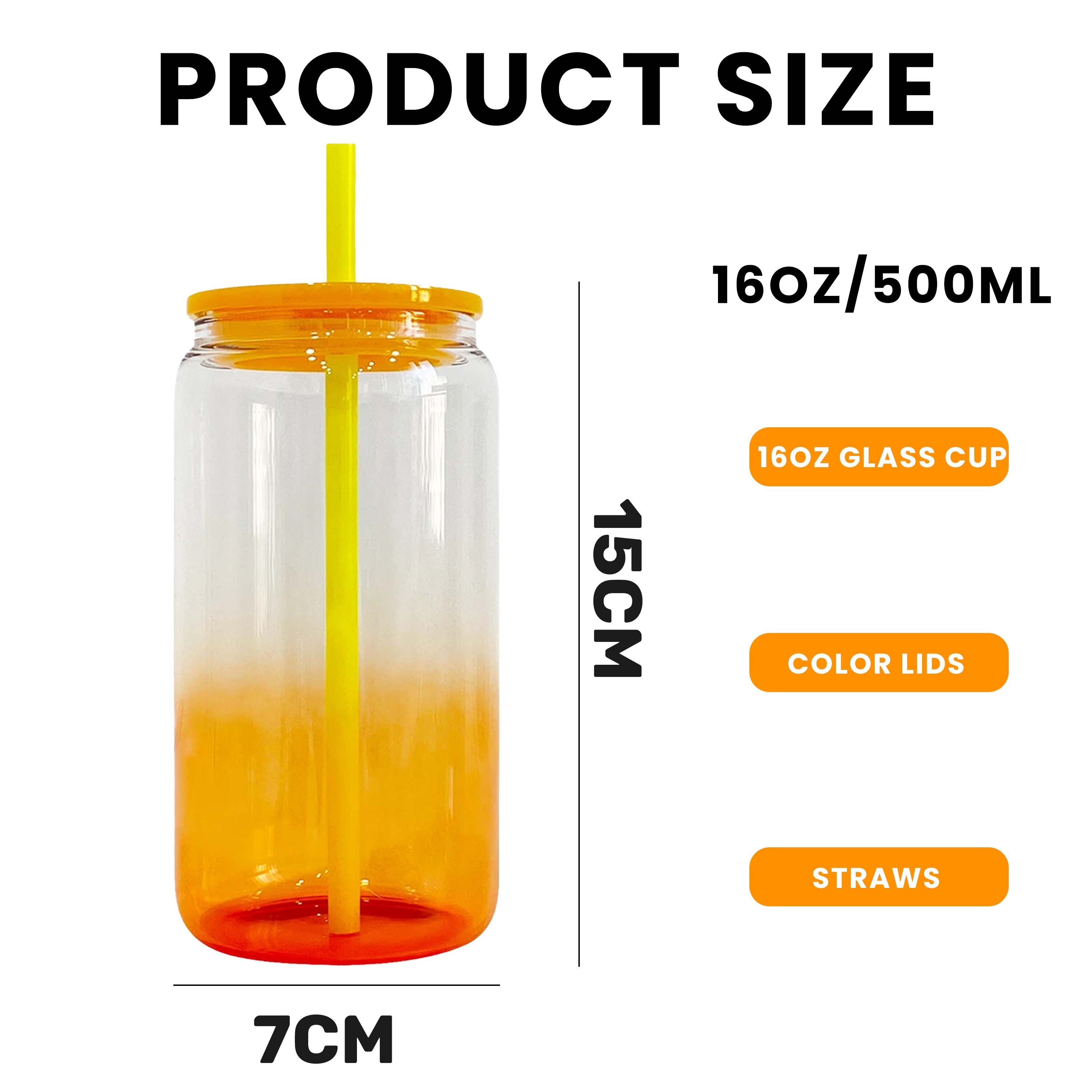 New Borosilicate Glass Cup Coffee 16oz Glass Bottles for Juice Gradient Beer Can Glass Cups with Lids and Straws Sublimation