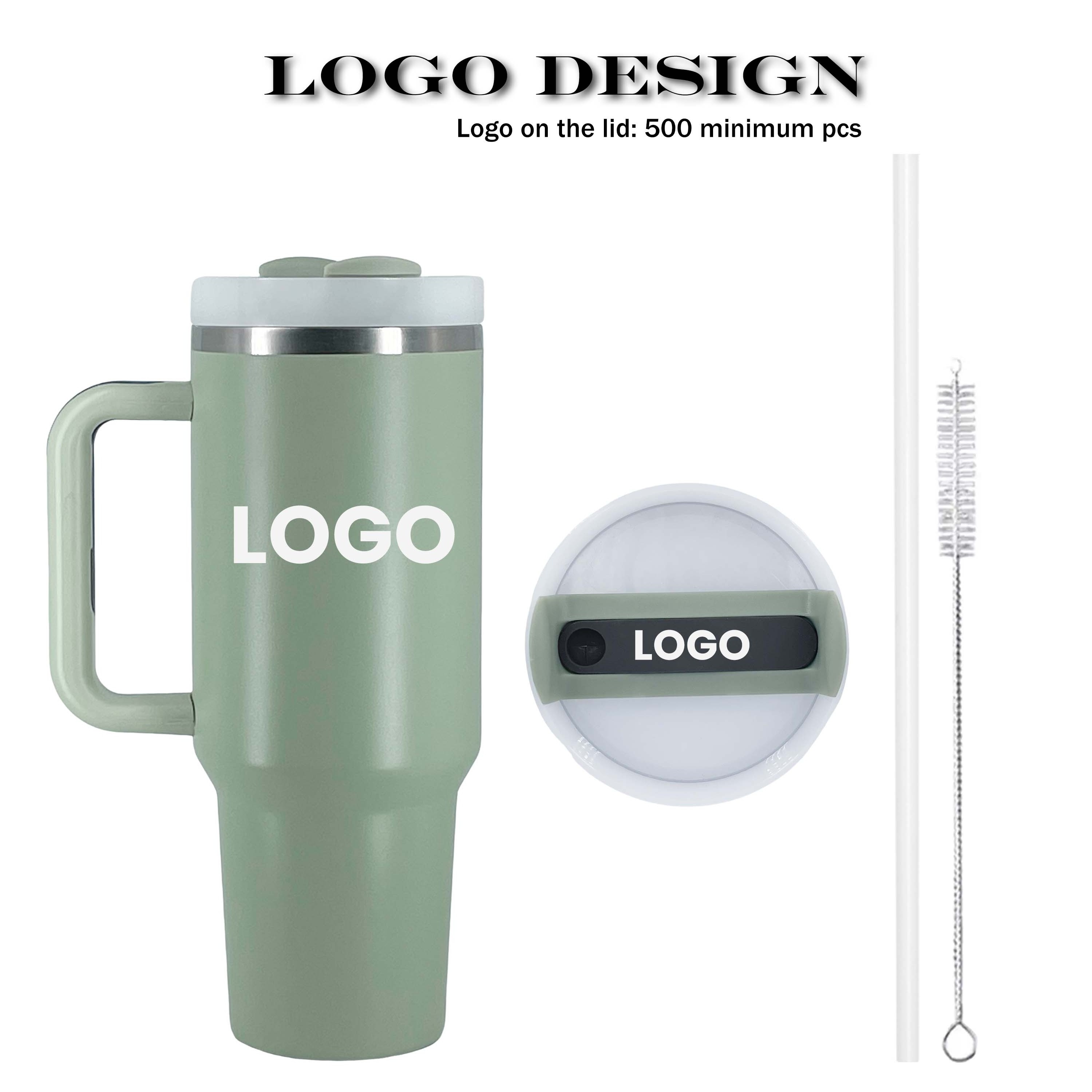 Custom Logo 40 oz cup Quencher h2.0 Outdoor Travel Coffee Cups Thermos Vacuum Mugs 40oz Stainless Steel Tumbler with Handle