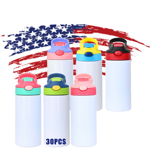 US Warehouse Mixed Color 12oz Child Stainless Steel Insulated Cute Water Bottle Straight Blank 12oz Kids Tumbler Sublimation