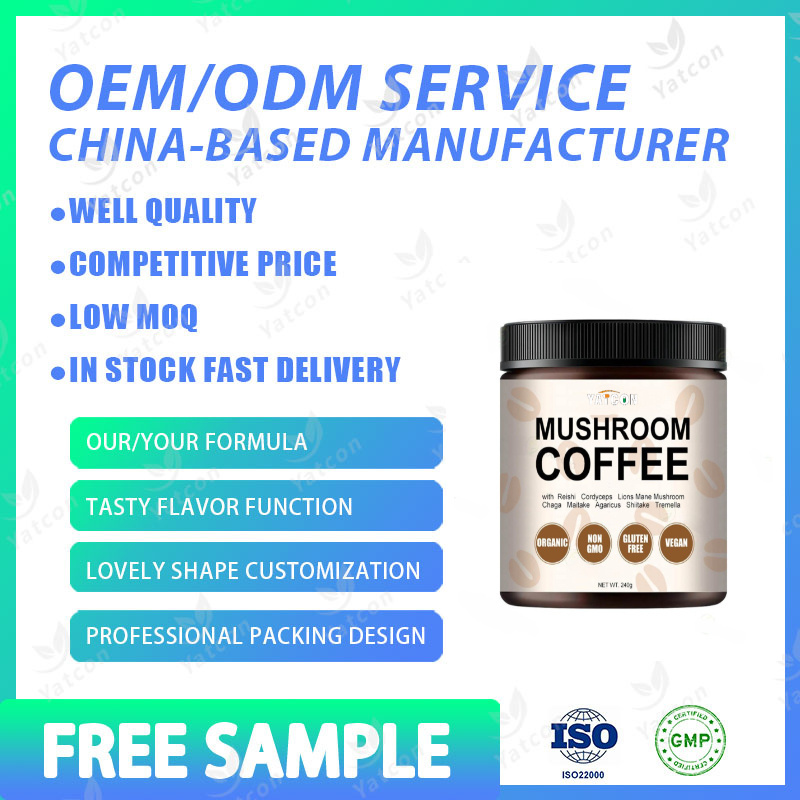 OEM Private label Mushroom Instant Coffee Powder With mushrooms Organic Water Soluble Reishi Cordyceps Lion Mane