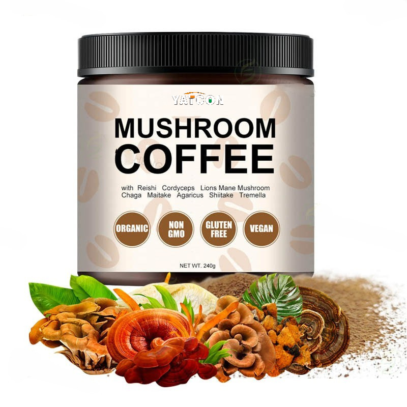 OEM Private label Mushroom Instant Coffee Powder With mushrooms Organic Water Soluble Reishi Cordyceps Lion Mane