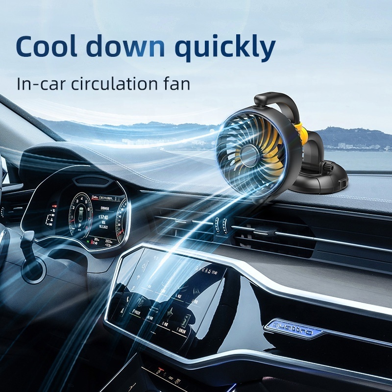 F5501 Upgraded 12V DC car fan with USB cable, 2024 car electronics accessories electric air cooling fan for car 24V