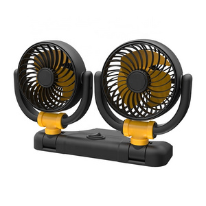 F4502 4.5" dual head car cigarette lighter fan for car accessories 2024 plastic double car fan truck 12V 24V 5V USB