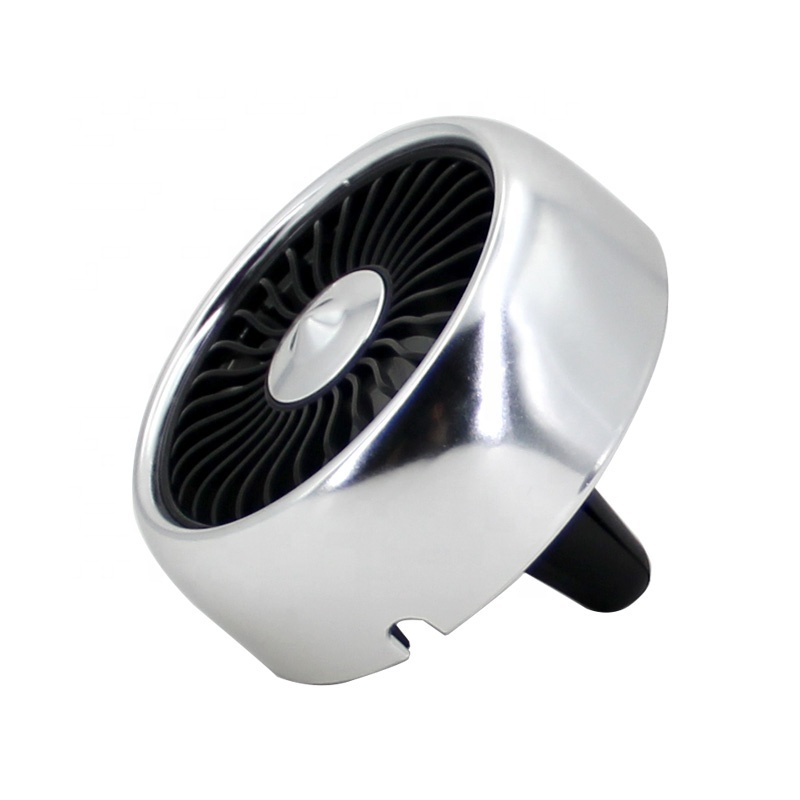 Custom car fan portable rotatable vehicle auto mini USB air cooling fan 3 speeds adjust A/C outlet clip with colorful LED lights