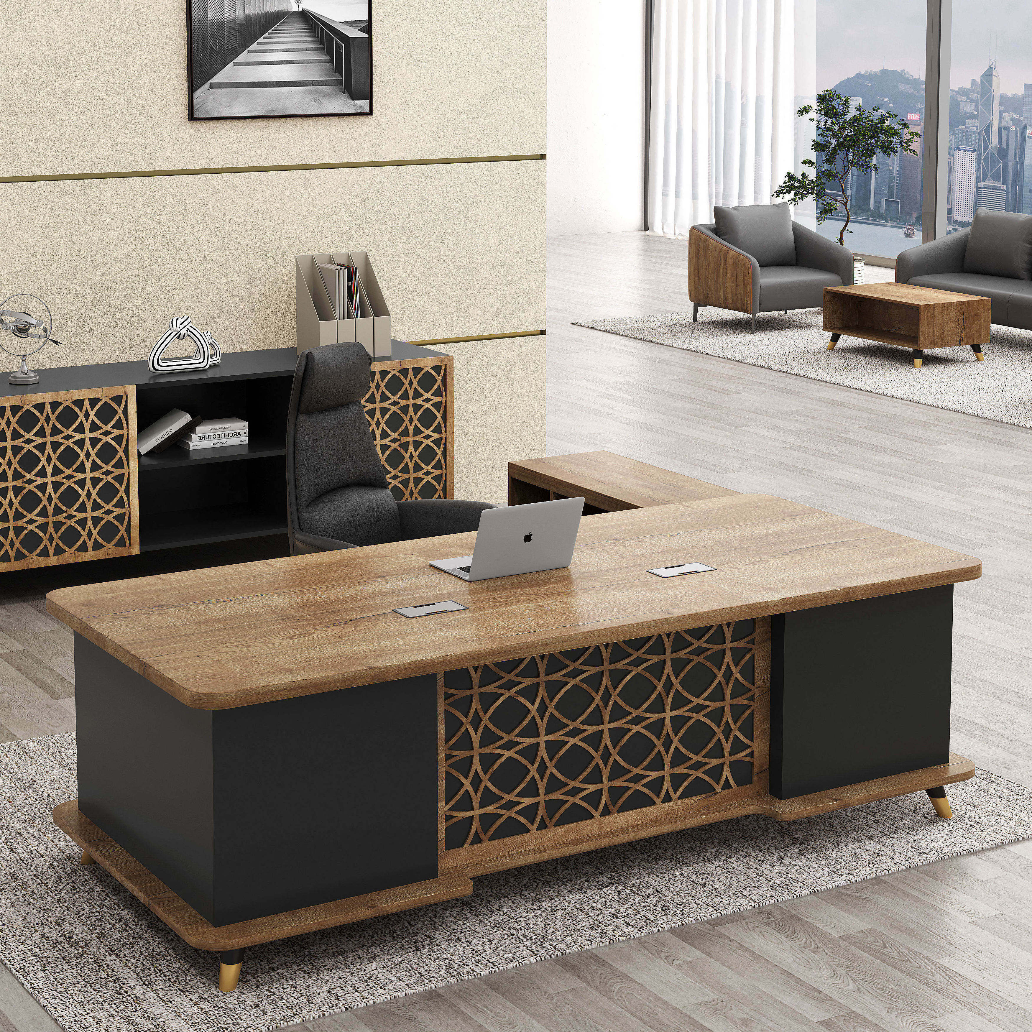 Chinese Factory Hot Sale Office Furniture Wooden Desk Panel Ceo Executive Office Tables