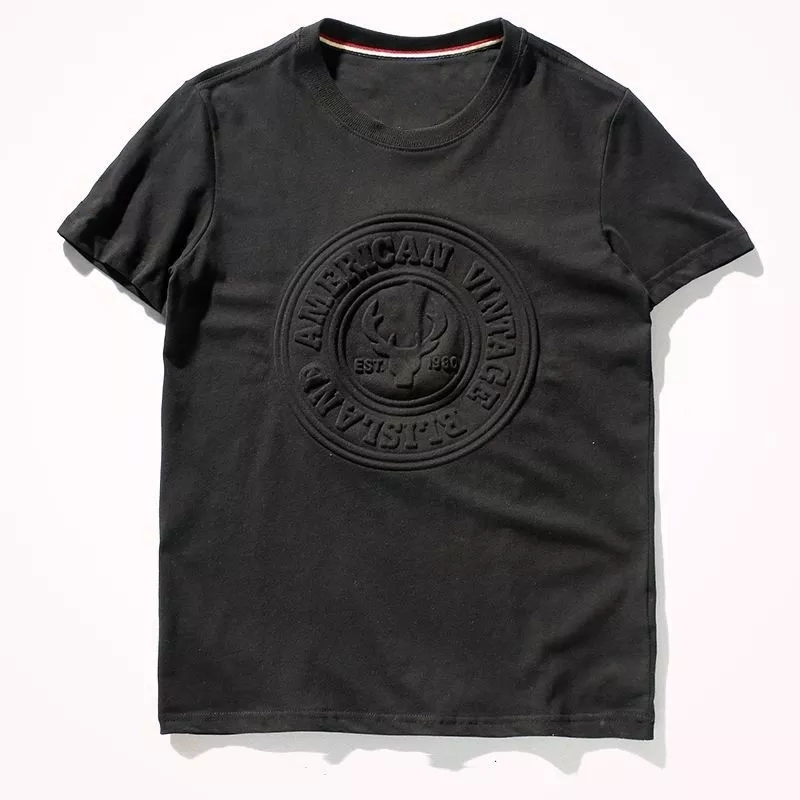 Trendy embossed logo t shirts printing custom cotton tshirts men 3d embossed t-shirt