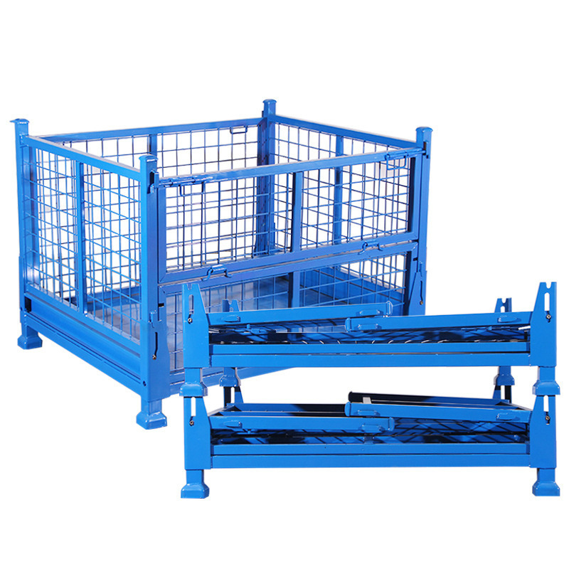 HOT CASE CARTER Warehouse folding metal storage pallet rack industrial 114*764mm wire steel pallet box storage cage for sale