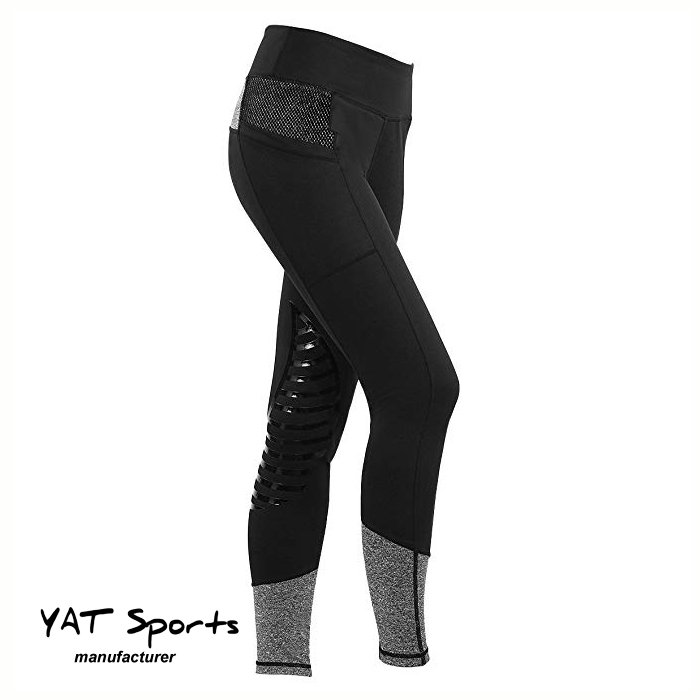 custom Women equestrian leggings breeches mesh panel design anti slip silicone horse riding tight breeches jodhpurs pants