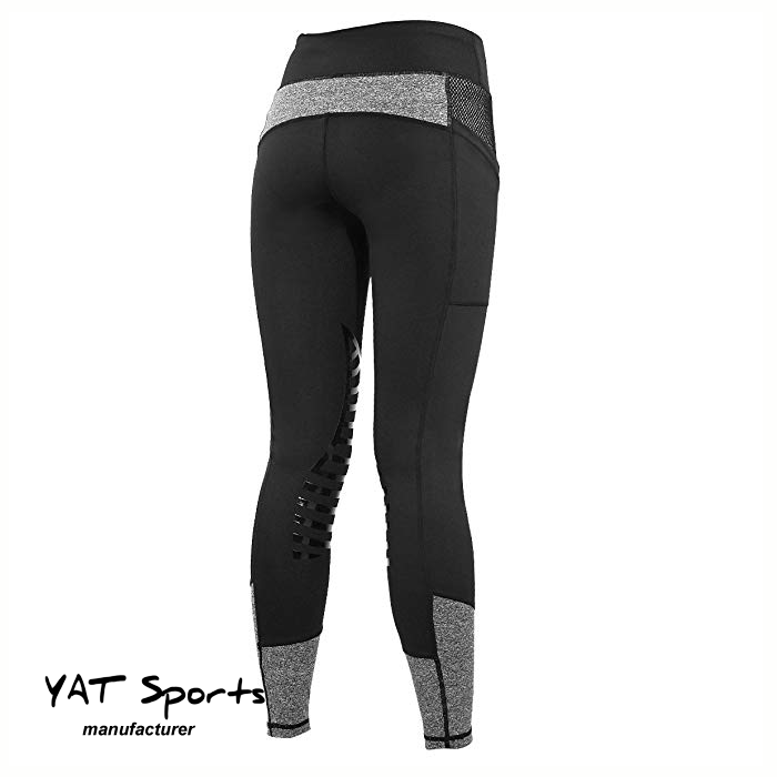 custom Women equestrian leggings breeches mesh panel design anti slip silicone horse riding tight breeches jodhpurs pants