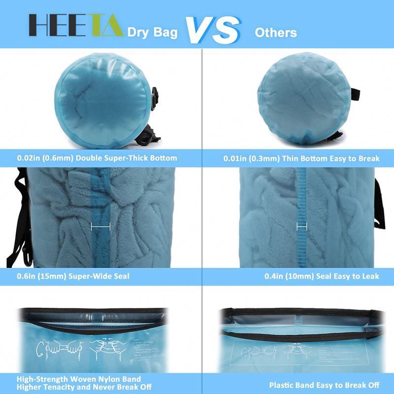 Waterproof Dry Bag - Roll Top Dry Compression Sack Keeps Gear Dry for Kayaking Beach Rafting Boating Hiking Camping