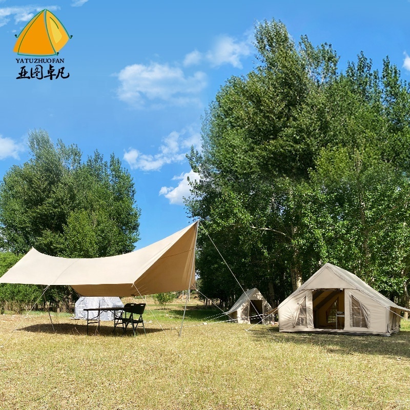 Factory Direct Sales 12sqm cotton air pole glamping inflatable house camping  tent  camping equipment