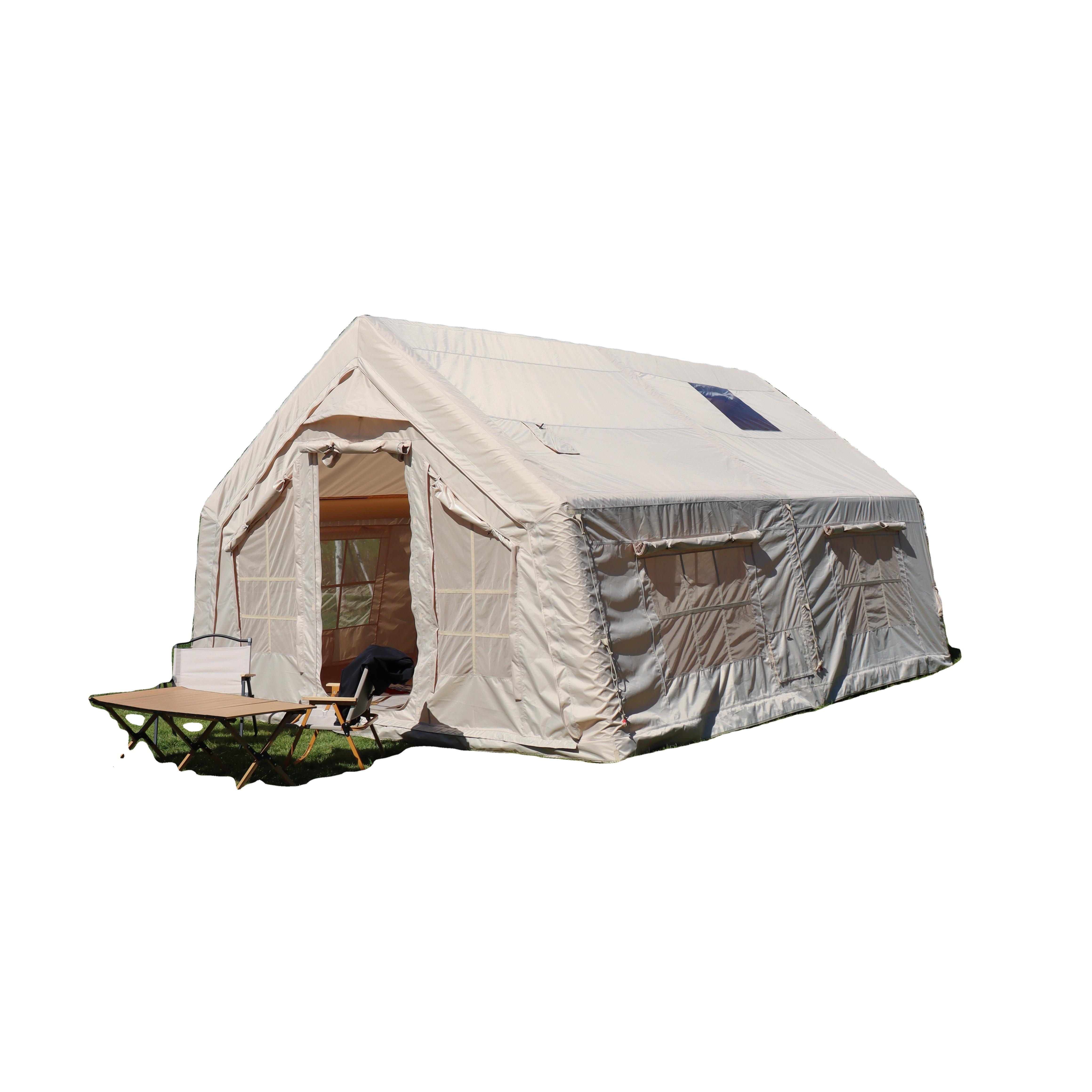 Personalized inflatable outdoor camping air house tents Luxury family portable canvas inflatable cabin tent for sale