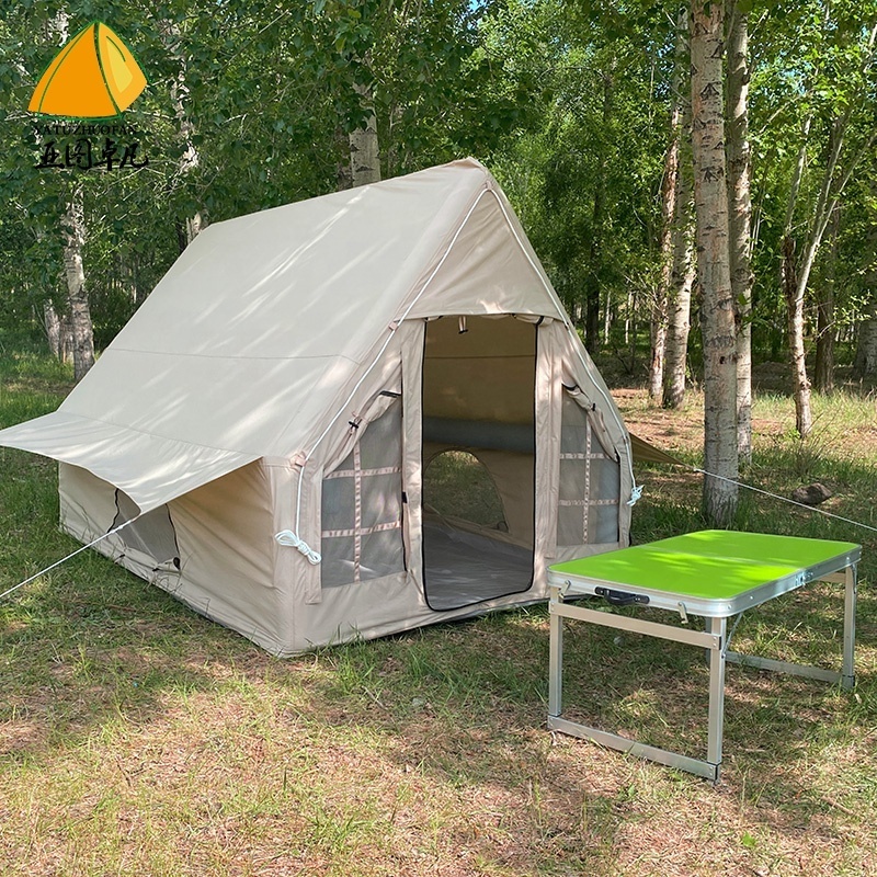 Factory Direct Sales 12sqm cotton air pole glamping inflatable house camping  tent  camping equipment