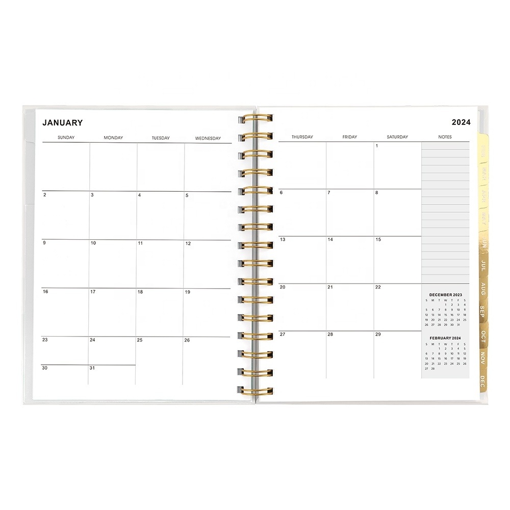 Custom Printing Logo Stationary A5 Spiral Journal Notebooks and 2024 Monthly Weekly Agenda Planners with Box Gift Set