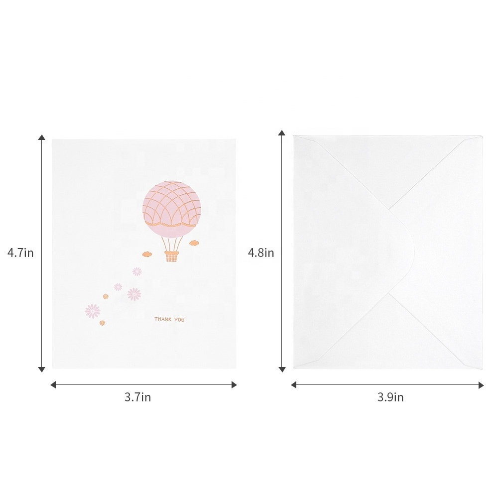 Custom Logo Cute Rose Gold Foil Thank You Note Cards, Blank Greeting Cards with Envelopes