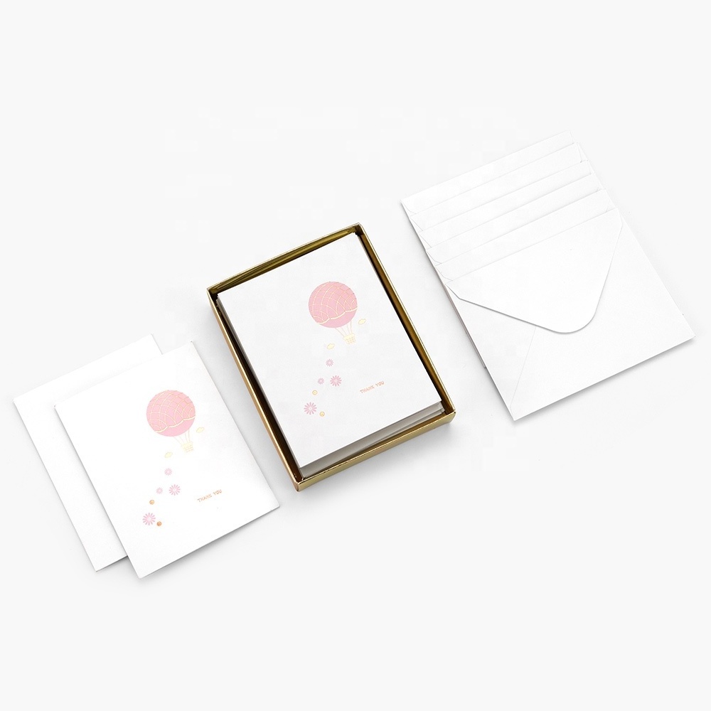 Custom Logo Cute Rose Gold Foil Thank You Note Cards, Blank Greeting Cards with Envelopes