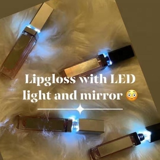 Custom logo led light lipgloss tube with mirror private label glossy vegan liquid lip gloss pigment vendor