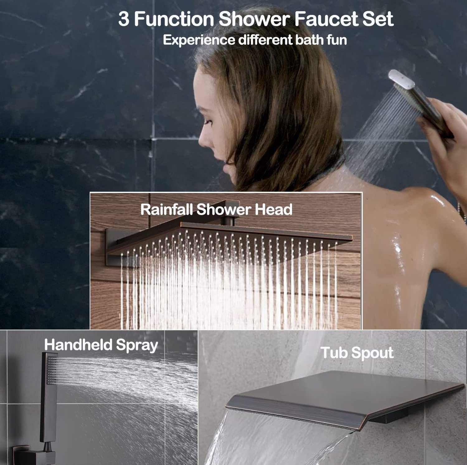 12 Inches High Pressure Rain Shower With Handheld Spray Oil Rubbed Bronze Contain Shower Valve And Trim Kit