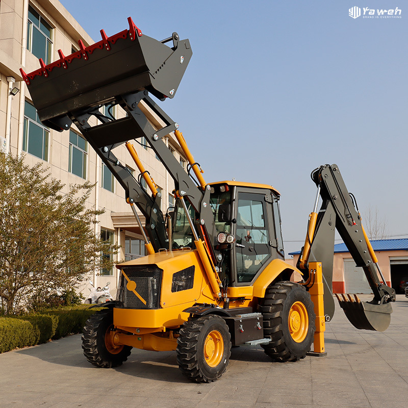 Yaweh 3cx Chinese new small front end compact tlb tractor mini 4WD 4x4 excavator backhoe Loader 1 ton with price for sale jcb