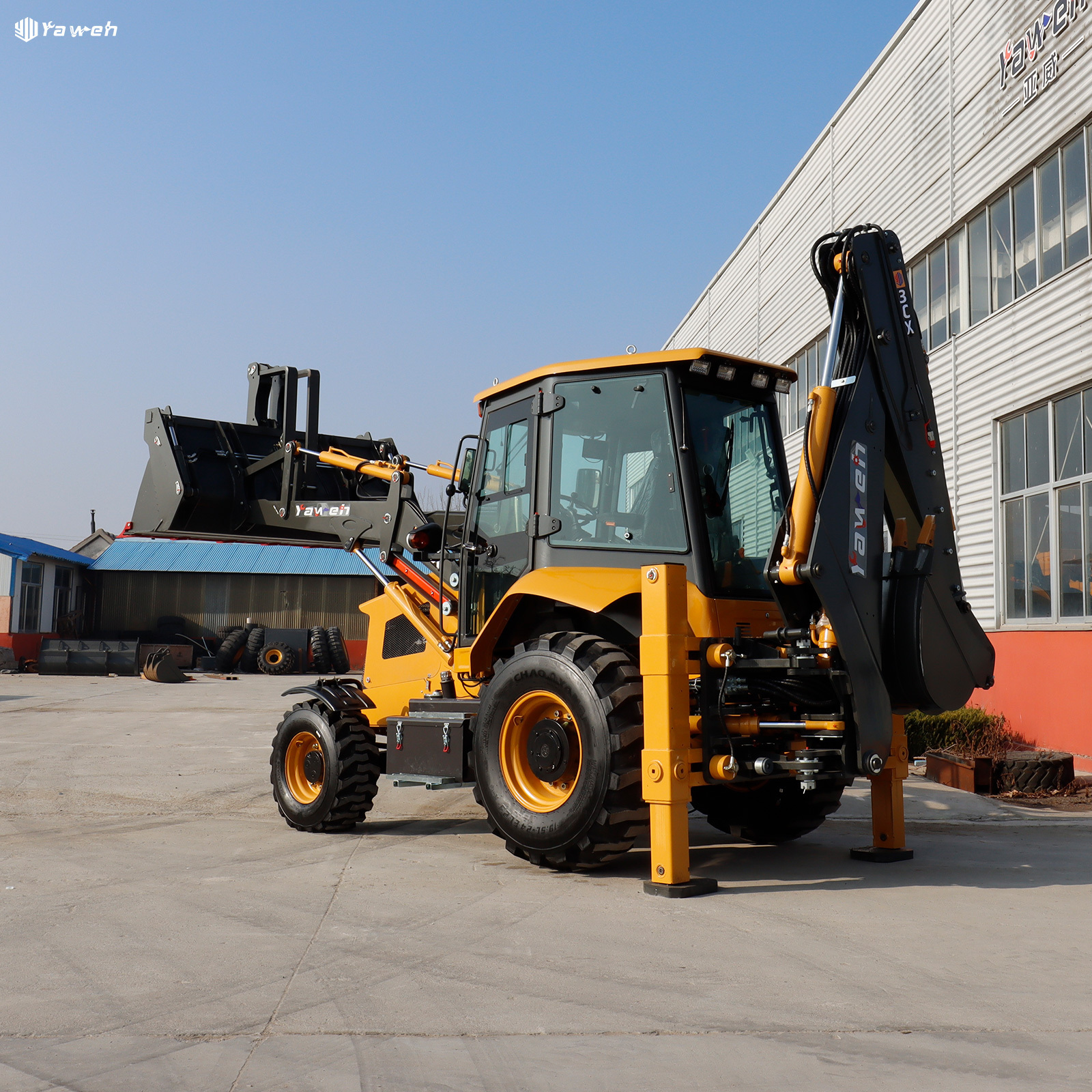 Yaweh 3cx Chinese new small front end compact tlb tractor mini 4WD 4x4 excavator backhoe Loader 1 ton with price for sale jcb