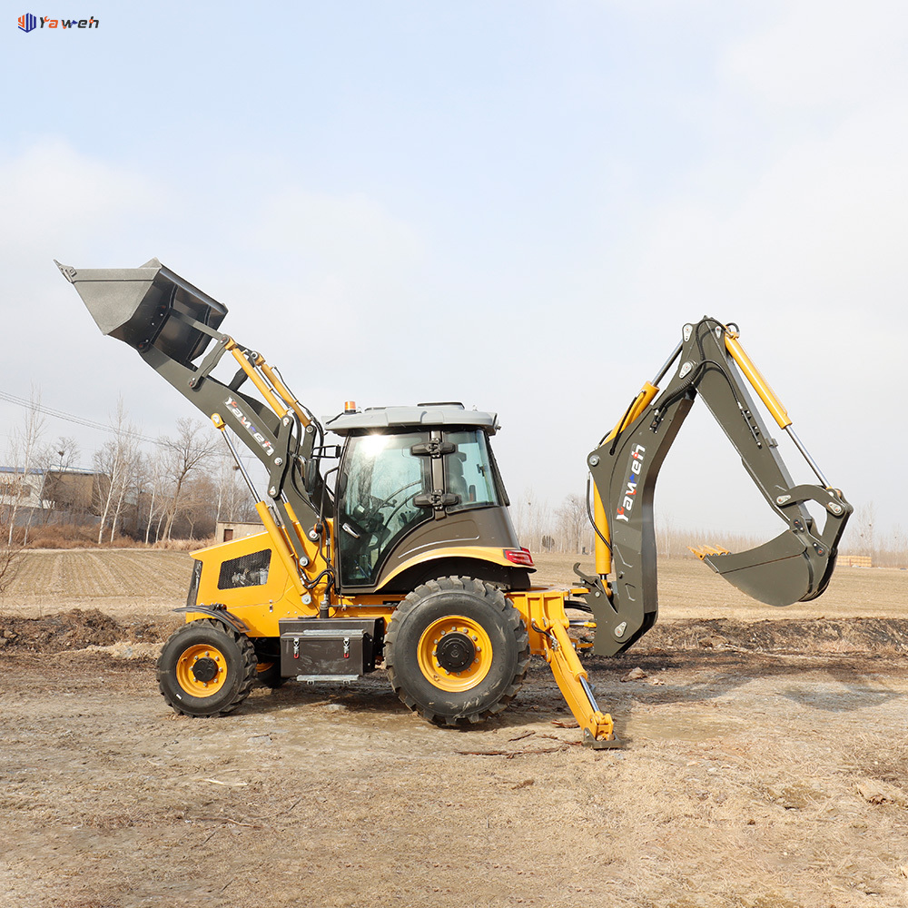 Yaweh 388 Compact Price 4X4 Small Mini Front End Wheel Loader Backhoe Excavator with Rubber Tire and Tractor for Sale