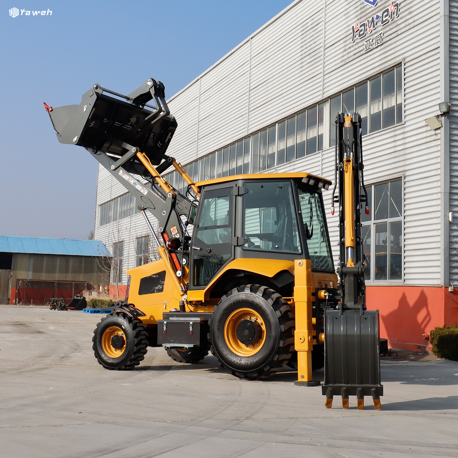 Yaweh 3CX jcb China mini tlb machine 4x4 tractor new backhoe loader excavator for sale 1 ton