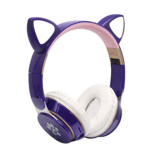 Best Selling Cute Cat Ear Virtual Surround Sound Auriculares Gamer Wireless Headphones LED Cat Earphone