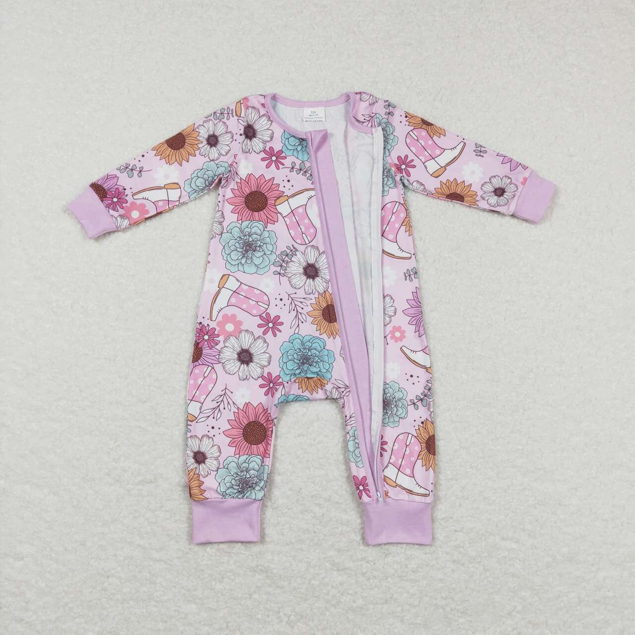 2023 RTS western kids clothing cowgirl boots flower PJs baby zipper sleeper children boutique clothes