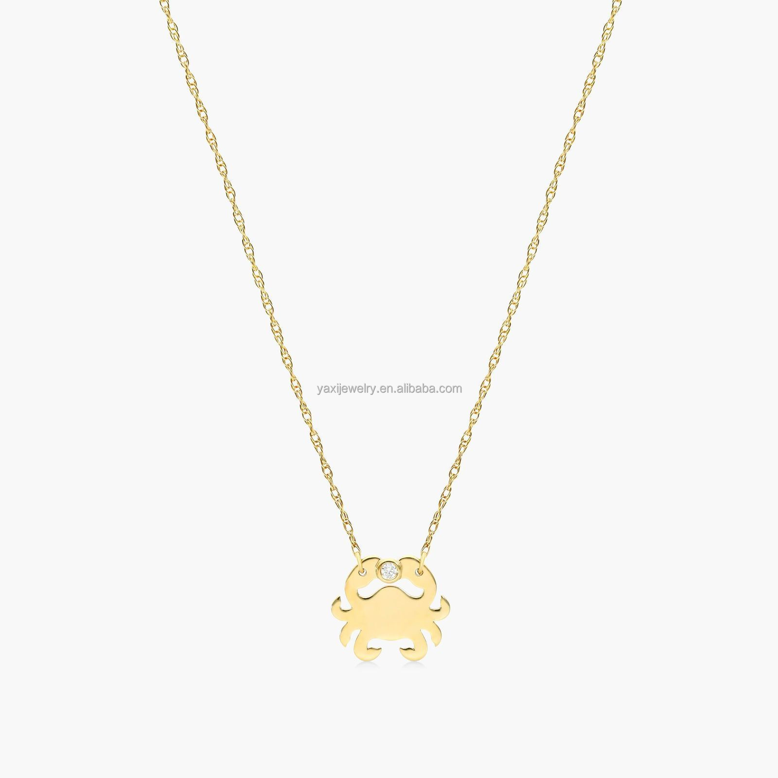 Customized S925 Silver 9k 10k 14k 18k Solid Gold Iced out D Vvs Moissanite Diamond Mini Crab Necklace for Women Men