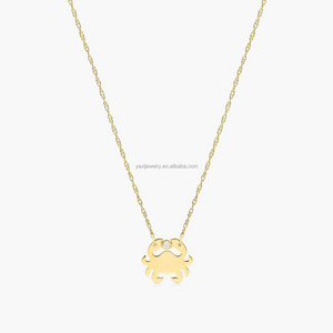 Customized S925 Silver 9k 10k 14k 18k Solid Gold Iced out D Vvs Moissanite Diamond Mini Crab Necklace for Women Men