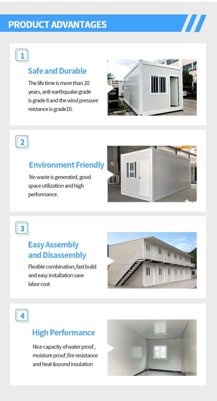 Factory Wholesale 20 FT/40 FT Steel Structure Building Tiny Modular House Prefab Flat Pack Container House