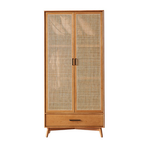 New design wholesale price modern solid wood rattan bedroom closet