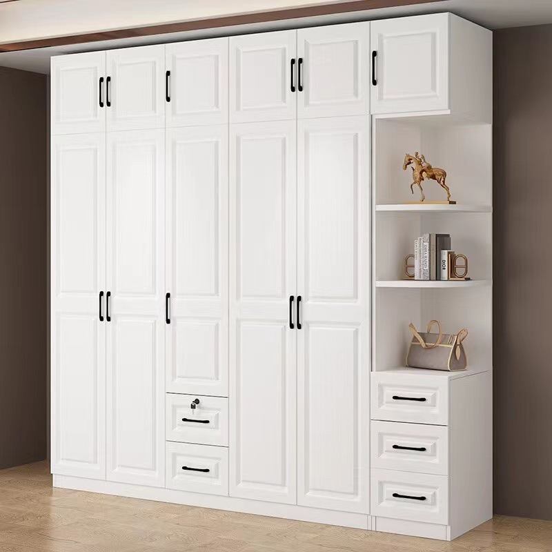 Multifunction 3 Door Contemporary White Gloss Wardrobe Closet Organizer Wardrobe Clothes Storage Shelves