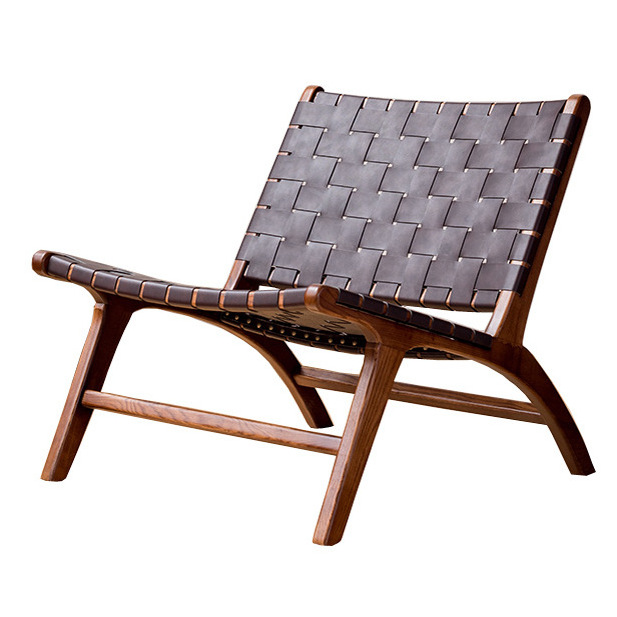 Nordic new design home single leisure chair solid wood balcony sofa  living room wood lounge chair