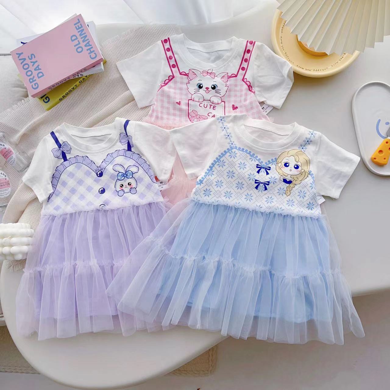 2023 summer children's clothing new girls' dress cute cotton princess dress go out mesh skirt girls' skirt