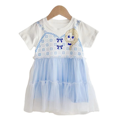 2023 summer children's clothing new girls' dress cute cotton princess dress go out mesh skirt girls' skirt