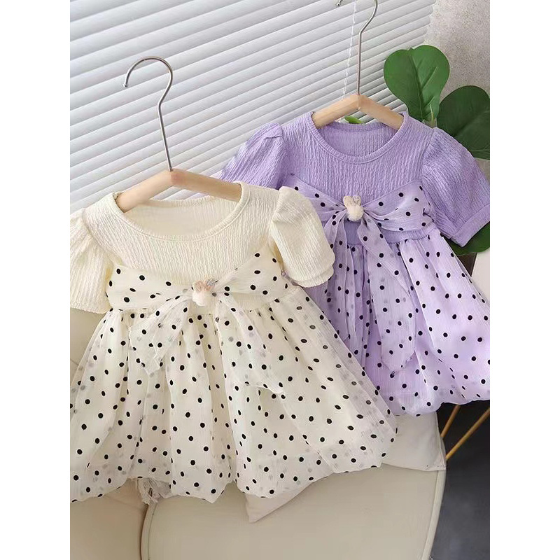 2024 Hot Selling Factory Wholesale Summer Pink Polka Birthday Smocked Girl Dresses Clothing Little Girls Cap Sleeve Dresses