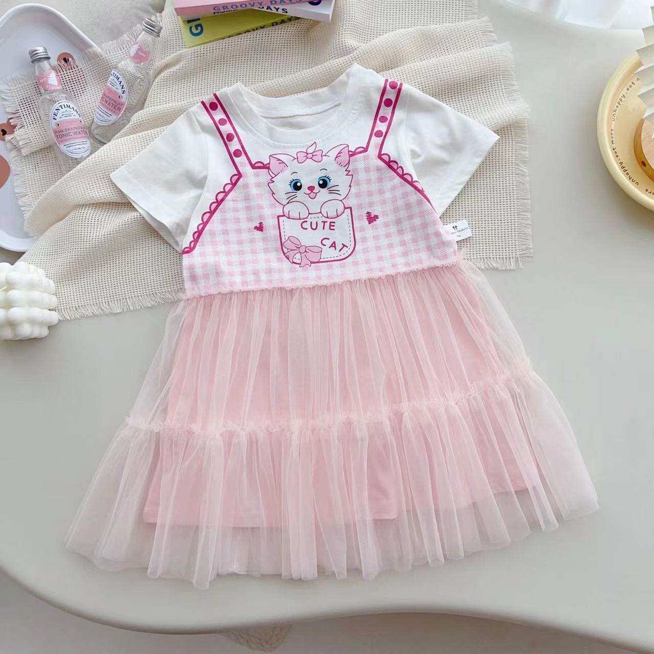 2023 summer children's clothing new girls' dress cute cotton princess dress go out mesh skirt girls' skirt