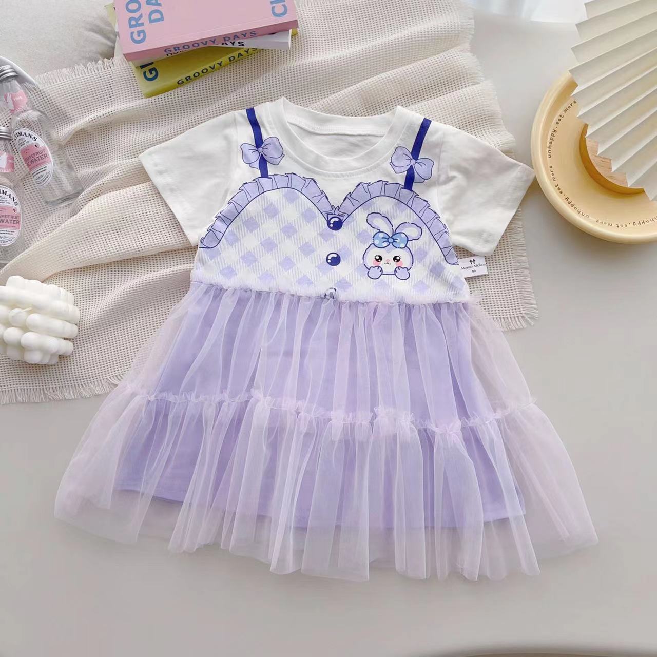 2023 summer children's clothing new girls' dress cute cotton princess dress go out mesh skirt girls' skirt