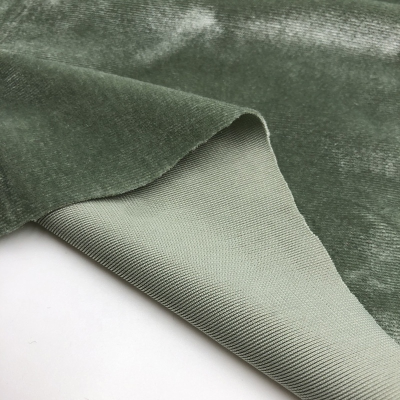 Wholesale 240gsm Soft Knitted Velvet Fabric KS Polyester Spandex Stretch Korean Velvet Dress Fabric for Clothing Garment