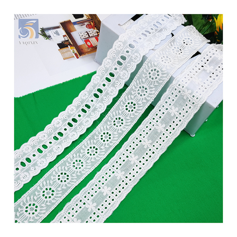 YX2718 OEM Custom Lace Trim For Lingerie Dress Garment 6CM Embroidery Cotton Voile Lace Trim African