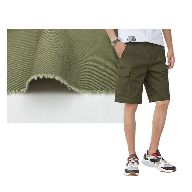 A2006 Chinese Factory Khaki Green Twill Cotton Fabric for Japan Cargo Pants 220gsm Twill Brushed Cotton Fabric