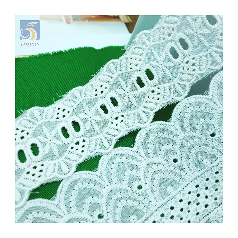 YX2718 OEM Custom Lace Trim For Lingerie Dress Garment 6CM Embroidery Cotton Voile Lace Trim African