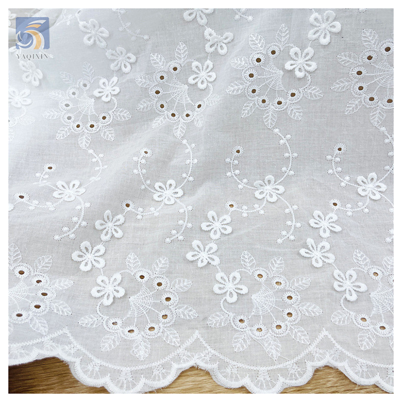 Factory Direct Sales Good Price Water Soluble Lace Fabric Cotton Voile Lace Fabric 3D Floral Embroidery Eyelet Lace Fabric