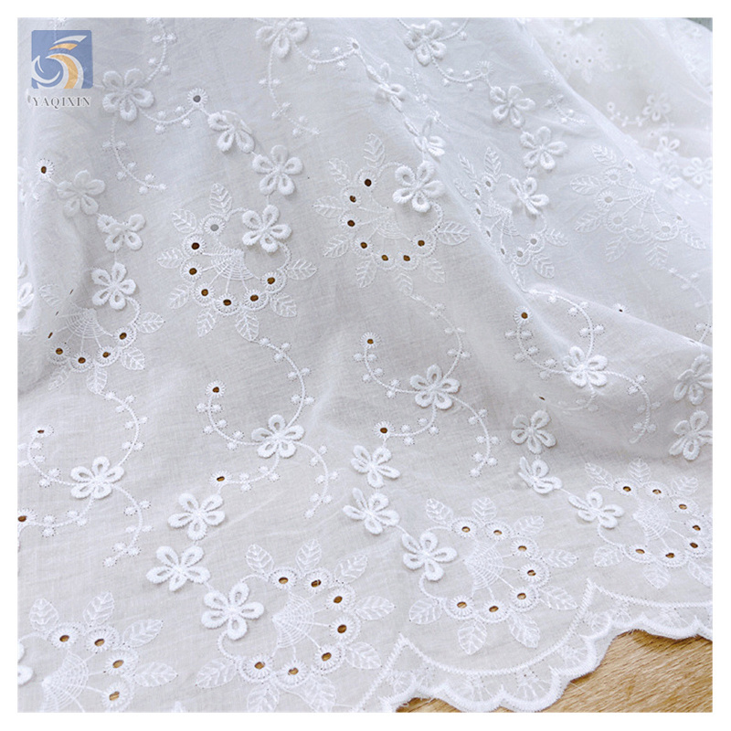 Factory Direct Sales Good Price Water Soluble Lace Fabric Cotton Voile Lace Fabric 3D Floral Embroidery Eyelet Lace Fabric