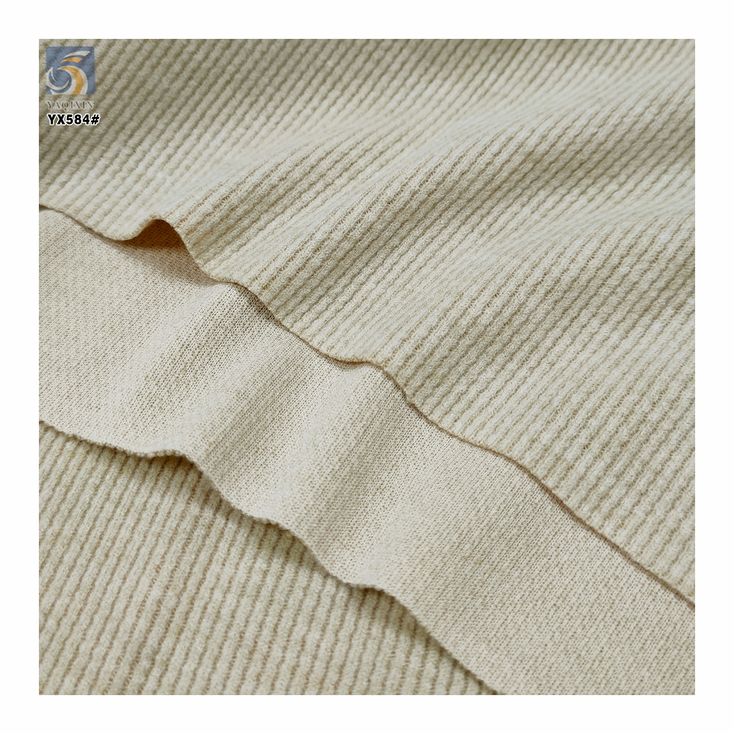 YX584 Beige Snake Bone Jacquard Single Knitted Fabric 280gsm Cashmere Rayon Spandex Blended Stretch Knit Fabric